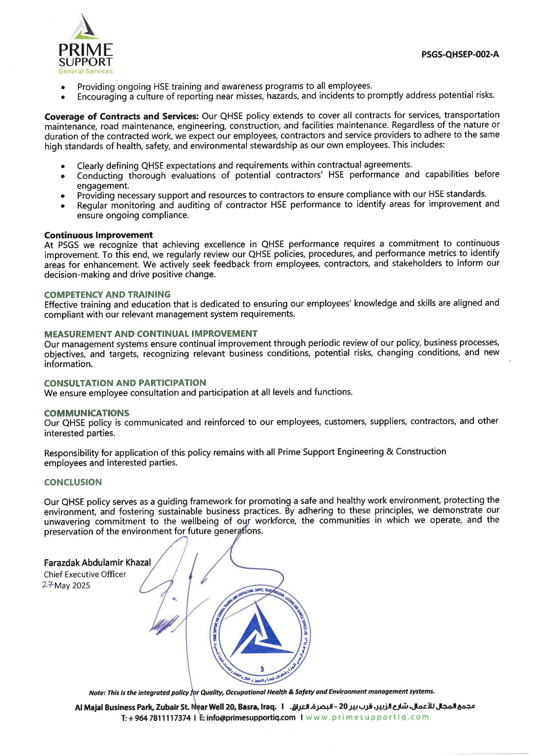 Engineering & Construction - QHSE Policy (page 2)